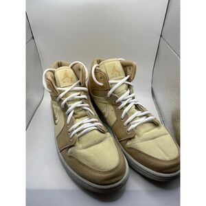 Nike Air Jordan 1 Mid SE‎ Tan Canvas Mens Size 9 DV0427 102